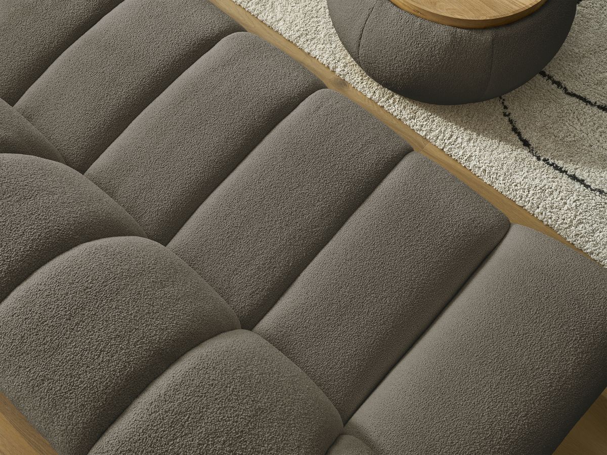 Bobochic Hayden Sofa 2-Sitzer mit Pouf Bouclé-Stoff Braun