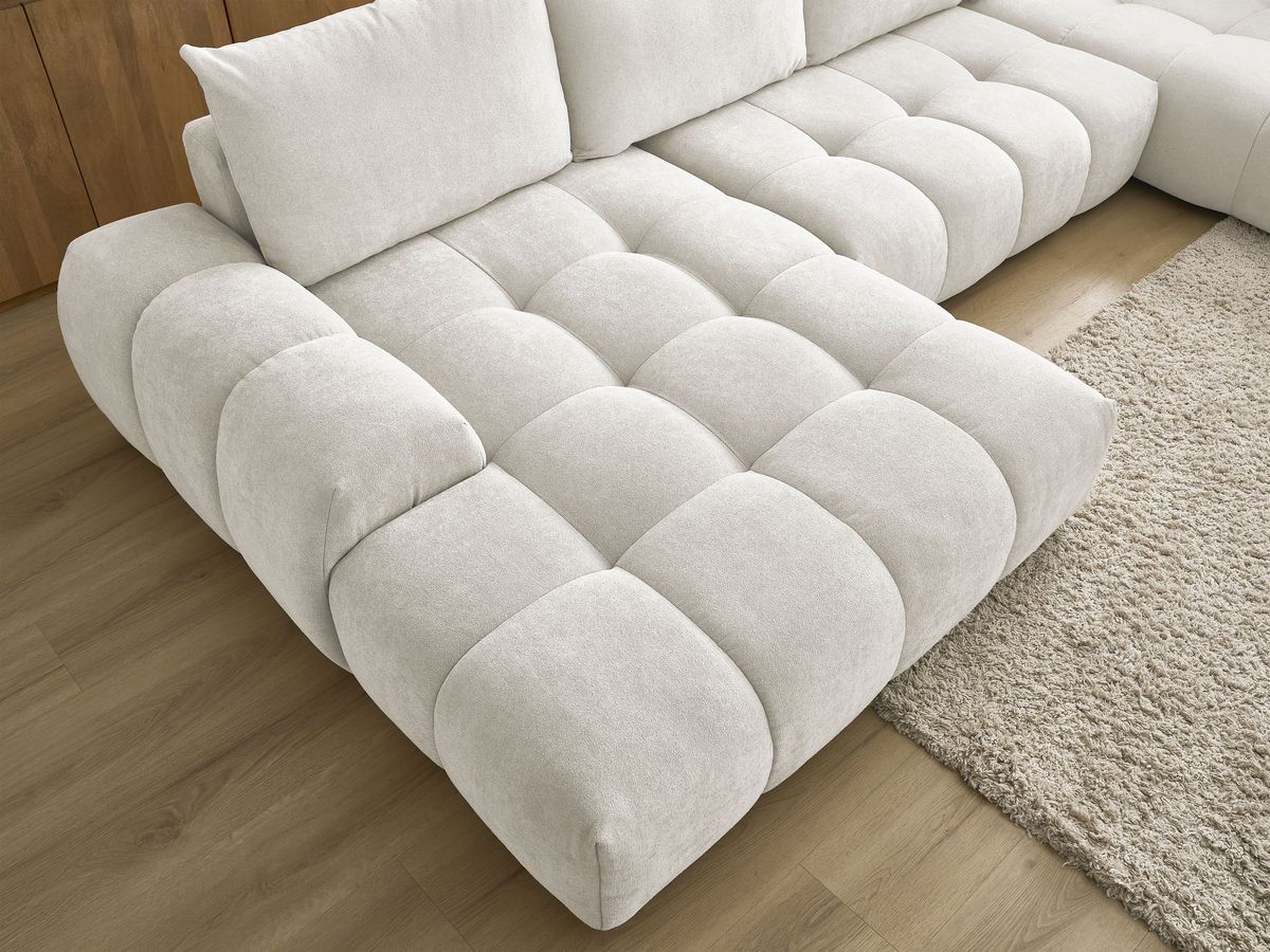 Bobochic Everest Wohnlandschaft, 6 Kissen Strukturstoff Weiß Ecke links