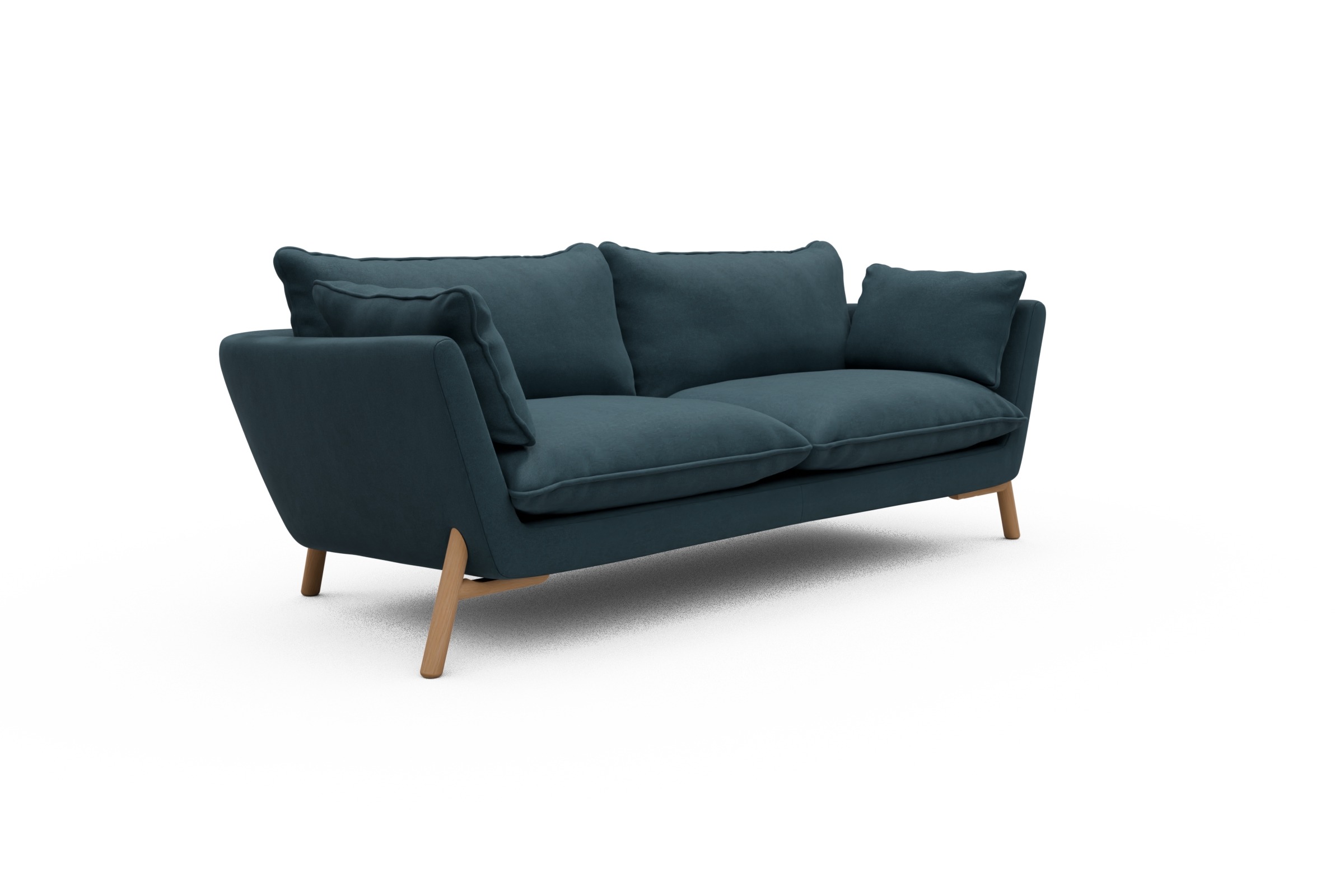 Sofa Emil PREMIUM 3-Sitzer Beinfarbe Eiche Natur Satya-Indigo