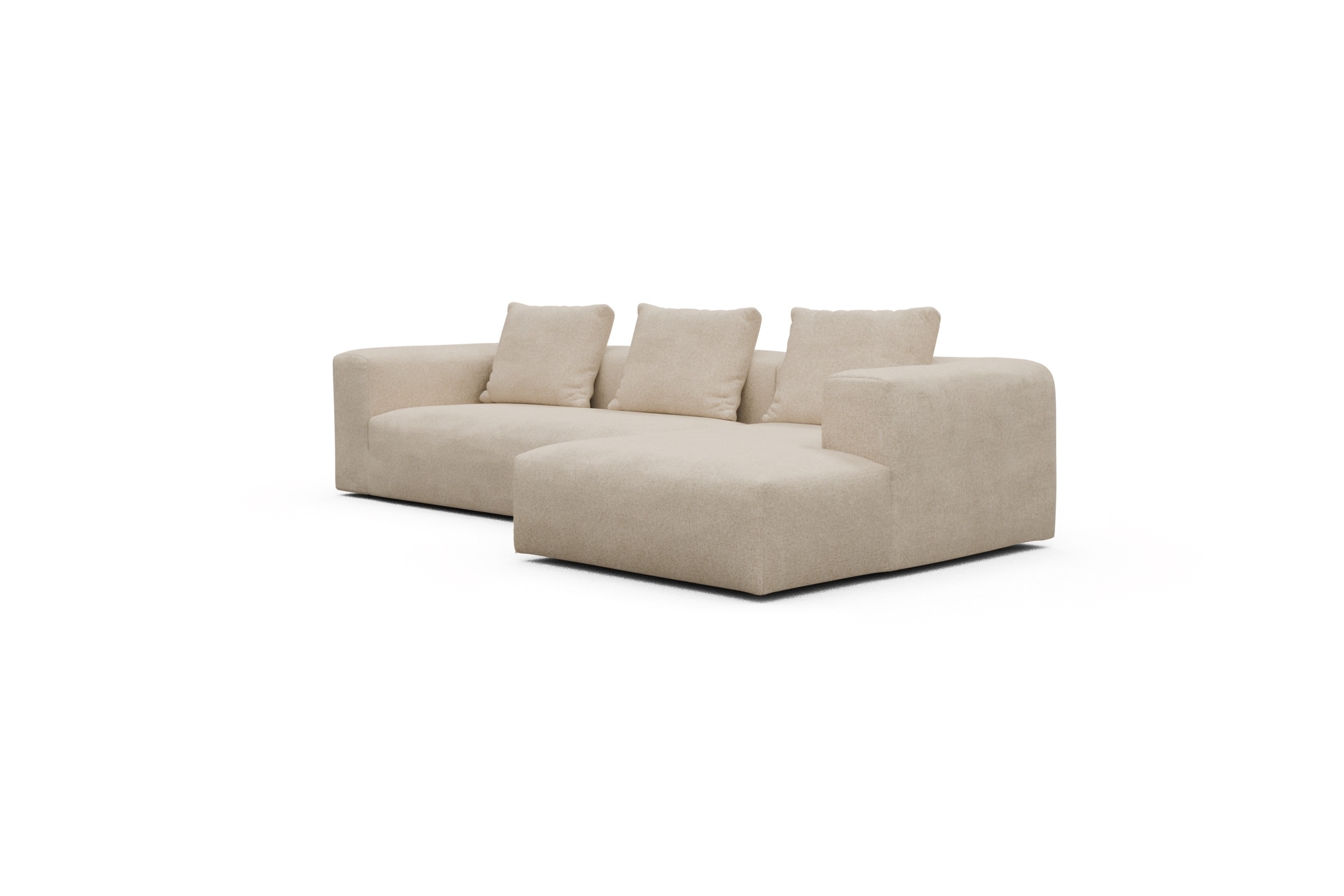 Ecksofa Fred Chaiselongue rechts mit 2,5-Sitzer Casone-Natural-Beige