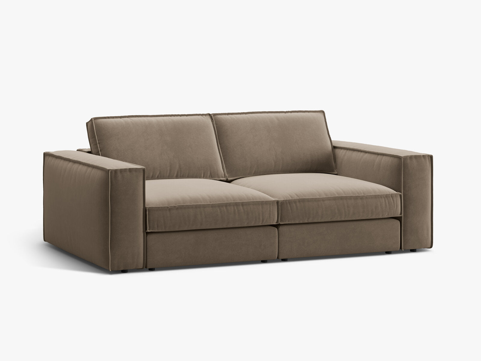 Micadoni modulares Sofa Pola 3-Sitzer Samt Salvador Grau Braun
