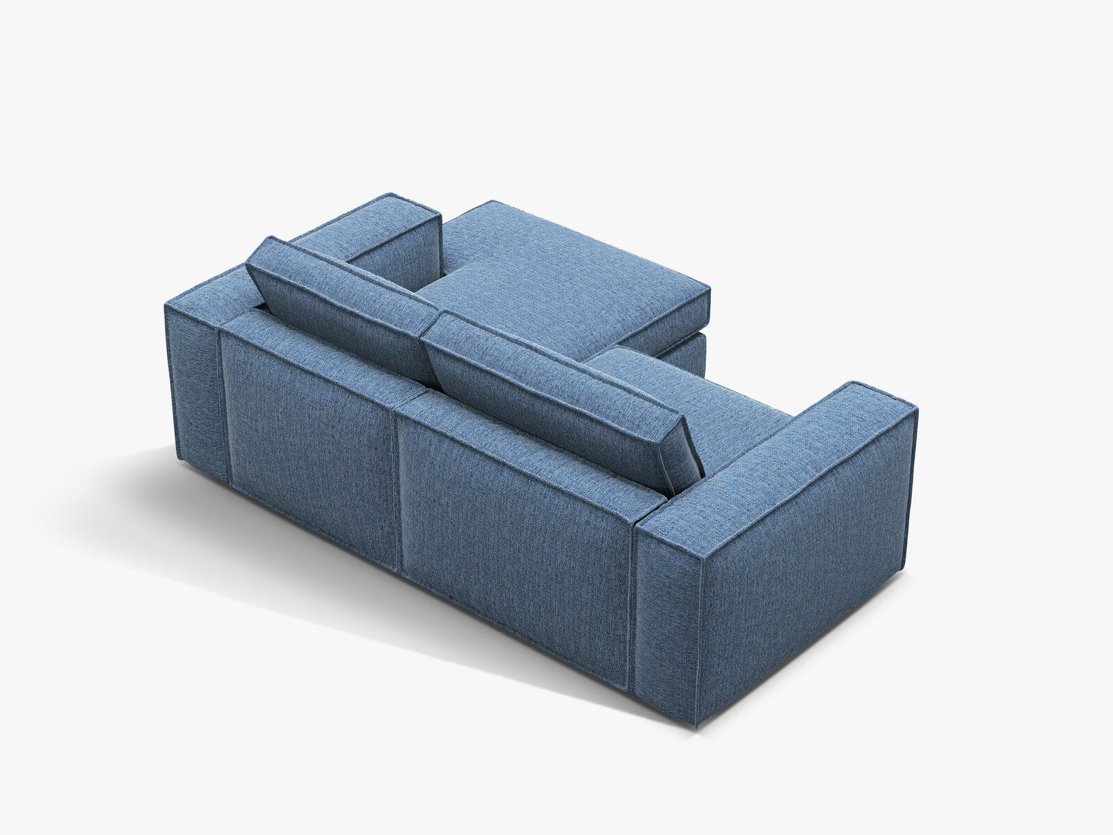 Micadoni modulares Ecksofa Pola 2-Sitzer kleine Version Rechts Strukturierter Stoff Babel Dunkelblau