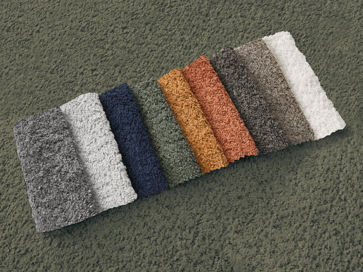 Bobochic Azra Ecksofa 325 × 112 cm Bouclé-Stoff Grün Ecke links