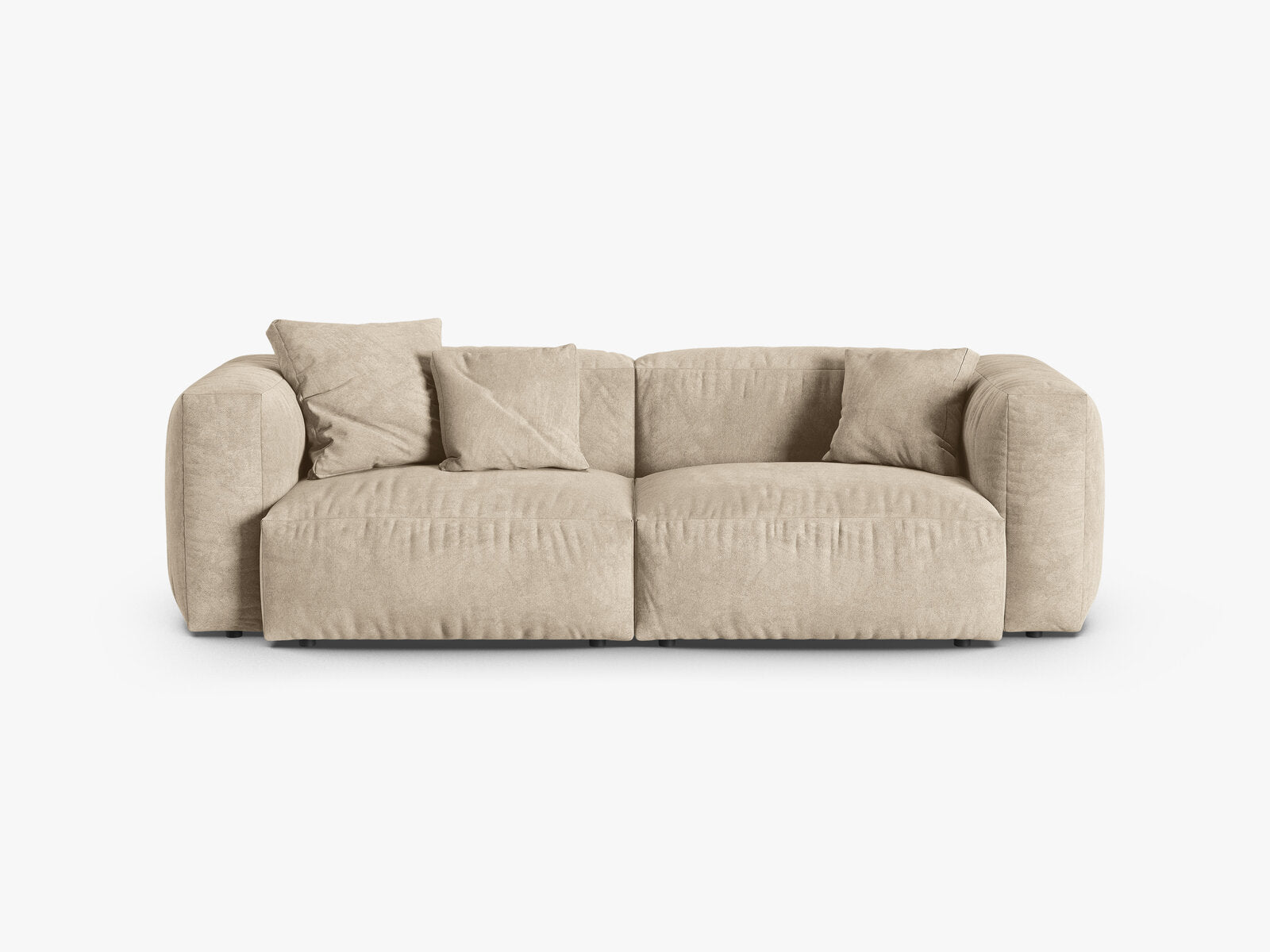 Micadoni Sofa Martina 3-Sitzer 90cm Sitztiefe Samt Vogue Helles Beige