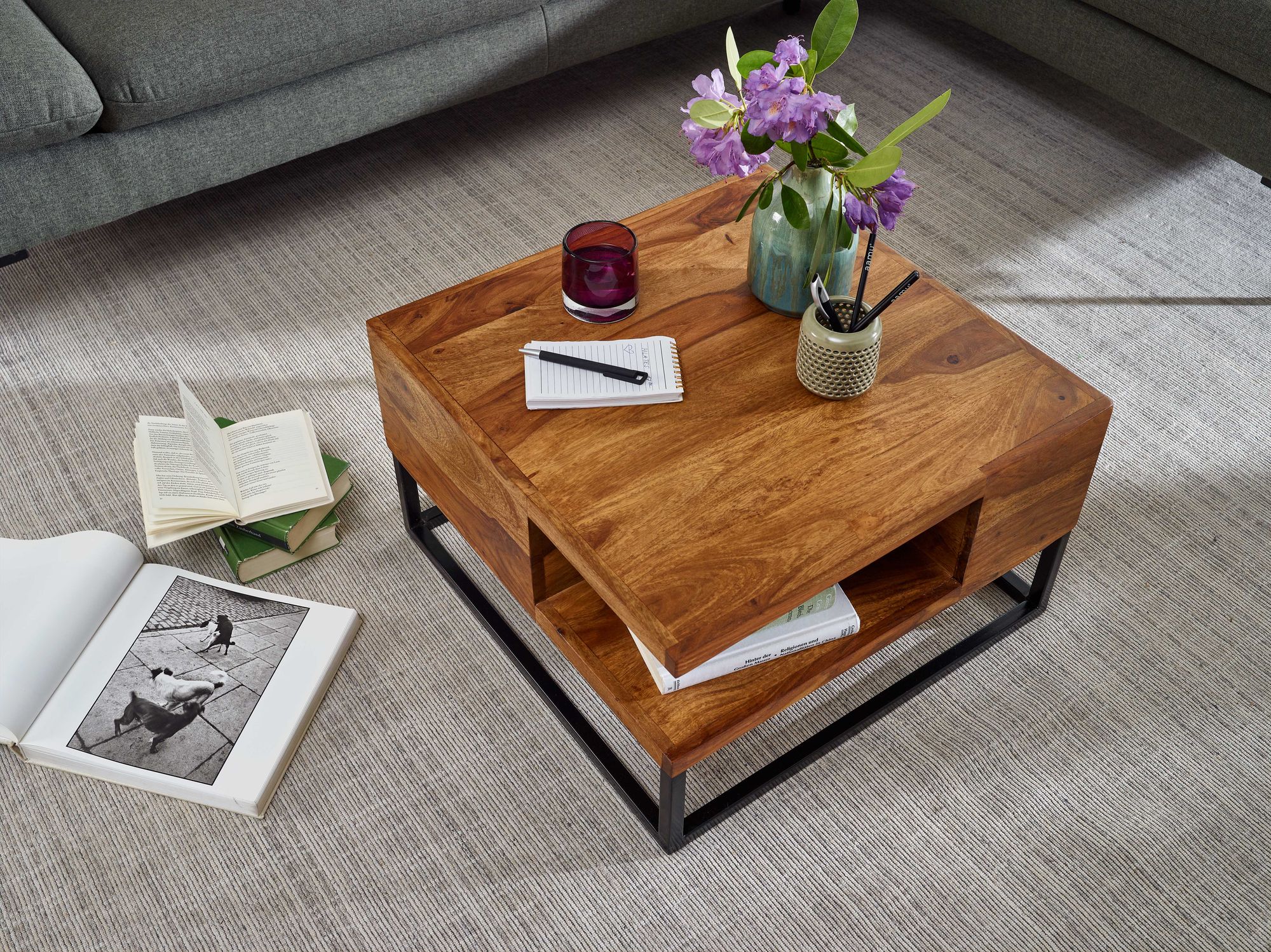 Couchtisch Myvatn Sheesham Massivholz 60 × 60 × 34,5 cm
