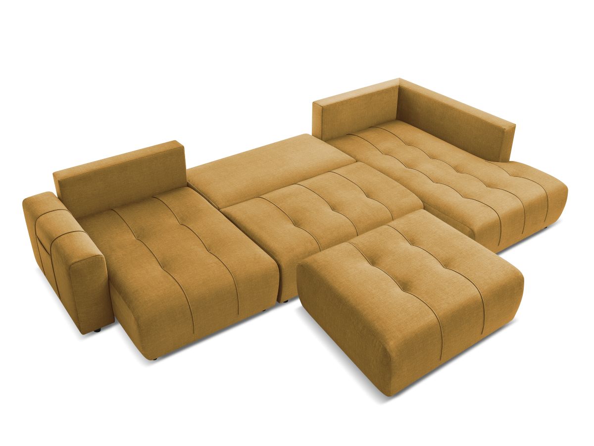 Bobochic Arsene Wohnlandschaft mit Pouf Samt Gelb Ecke links