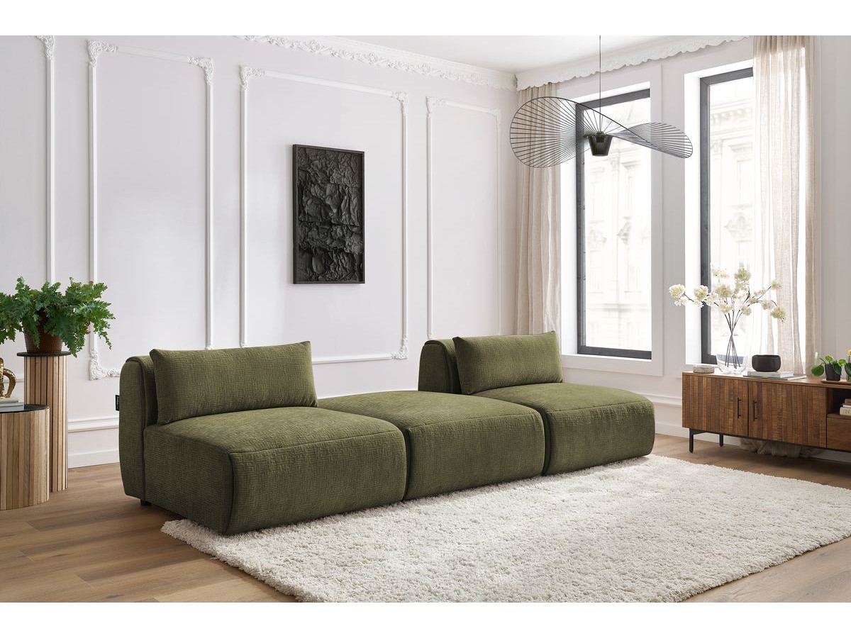 Bobochic Jeanne Sofa 3-Sitzer Strukturstoff Grün
