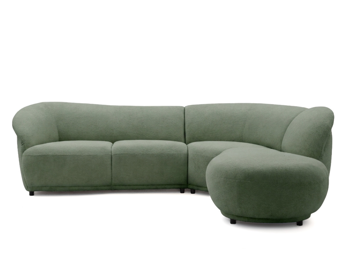 Bobochic Nora Ecksofa Chenille Grün Ecke rechts
