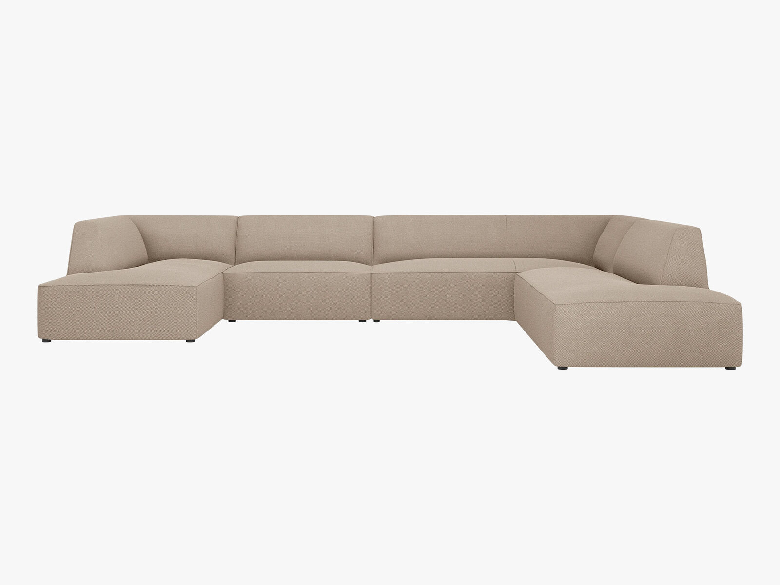Micadoni Panorama-Ecksofa Ruby 7-Sitzer Rechts Strukturierter Stoff Ottawa Dunkelbeige