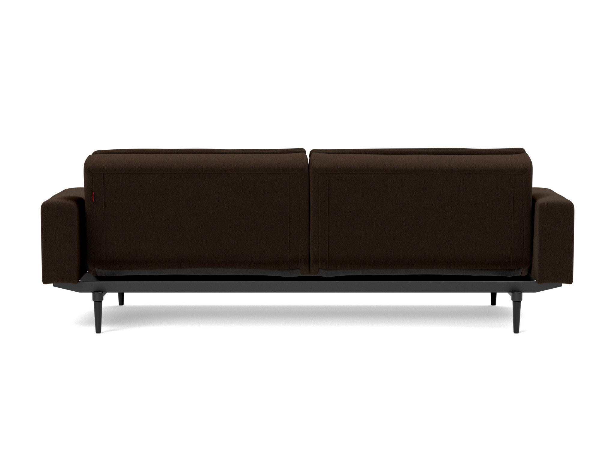 Schlafsofa Dublexo mit Armlehnen Strukturierter Stoff Taura 358-Chocco Beine Styletto Eiche schwarz