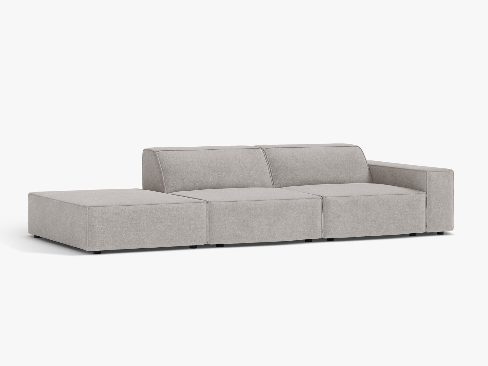 Micadoni Sofa Jodie 3-Sitzer Links Strukturierter Stoff Liberty Hellgrau
