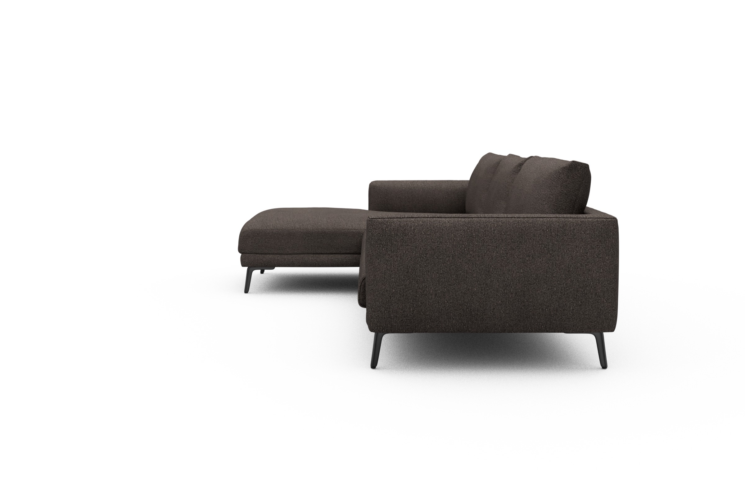 Ecksofa Karl Chaiselongue links mit 2,5-Sitzer Boucle-Taupe