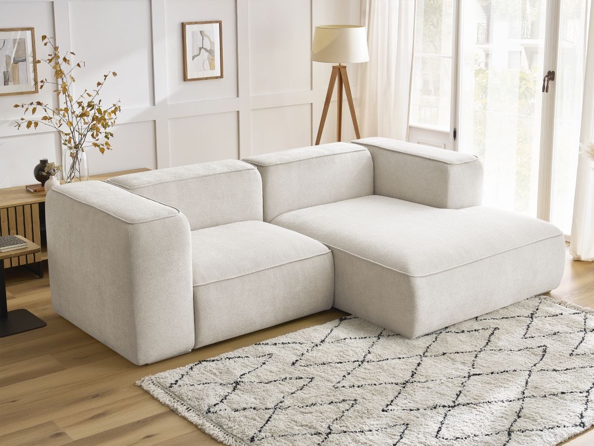 Bobochic Zephyr Ecksofa 260 × 165 cm Strukturstoff Weiß Ecke rechts