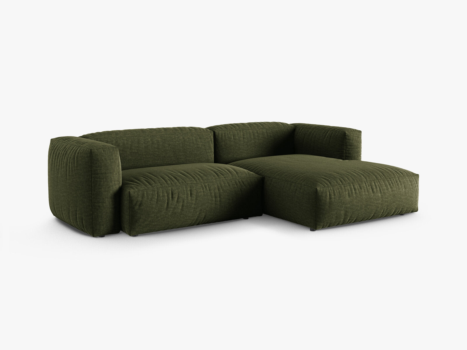 Micadoni Ecksofa Martina 2-Sitzer 90cm Sitztiefe Rechts Strukturierter Stoff Boston Grün