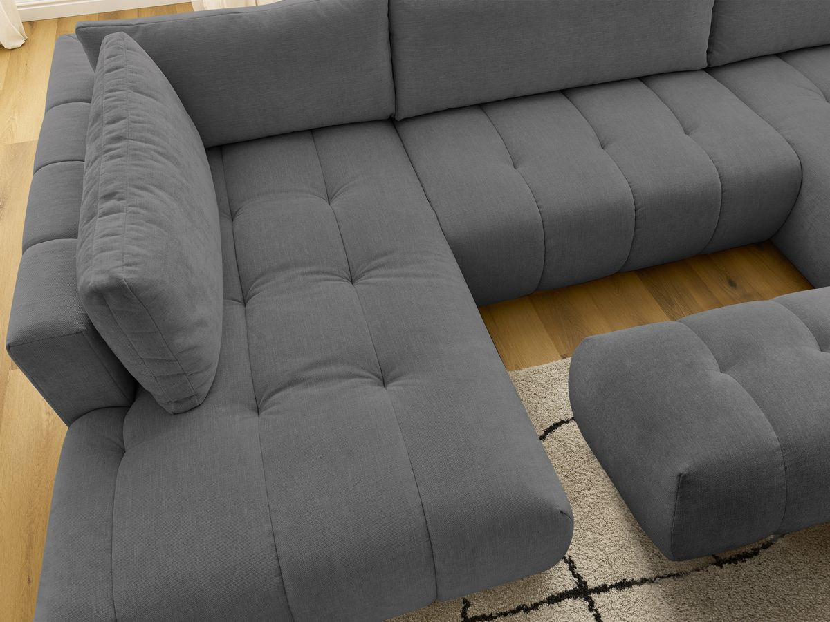 Bobochic Fuji Wohnlandschaft mit Pouf Stoff Dunkelgrau Ecke rechts