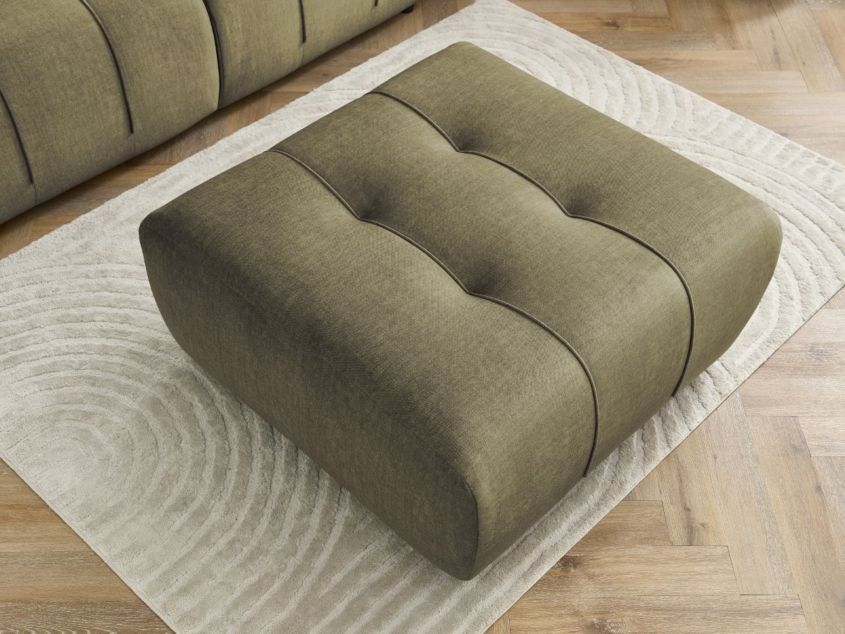 Bobochic Arsene Schlafsofa 4-Sitzer mit Bettkasten und Pouf Samt Grün