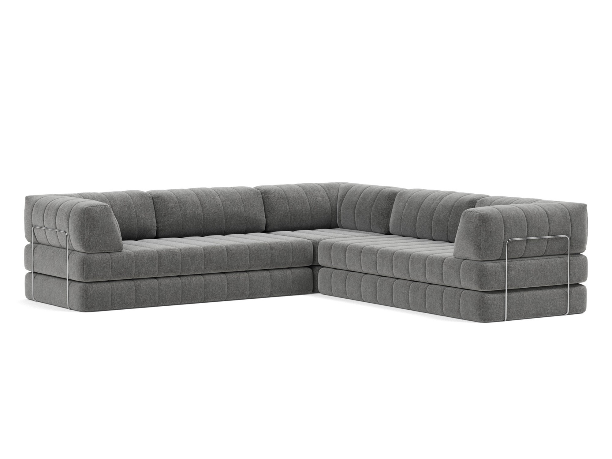 Eck-Schlafsofa CozyPad mit Armlehnen Strukturierter Stoff Twist 563-Charcoal