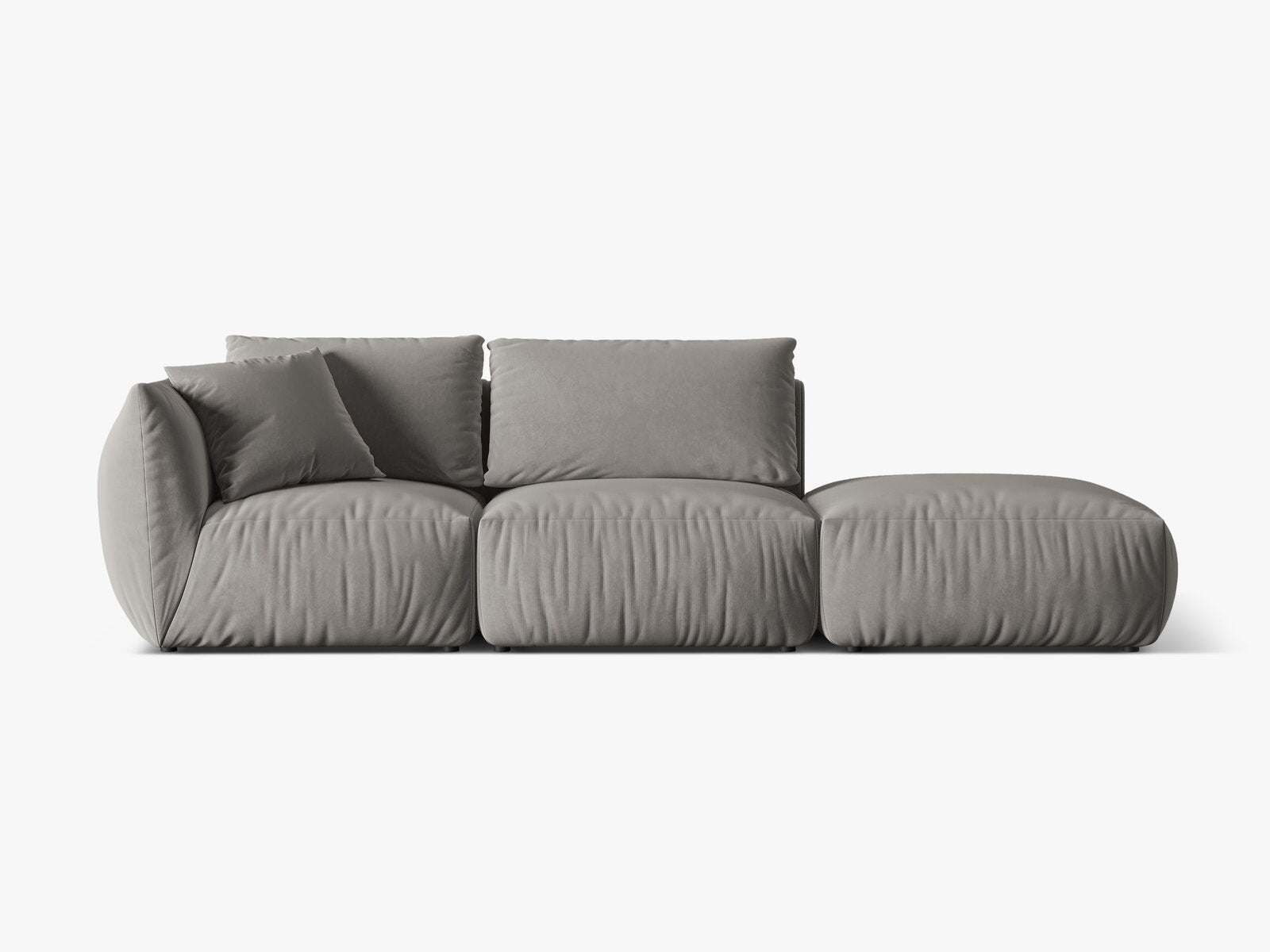 Micadoni Modulares Sofa Chris 3-Sitzer Rechts Samt Grau