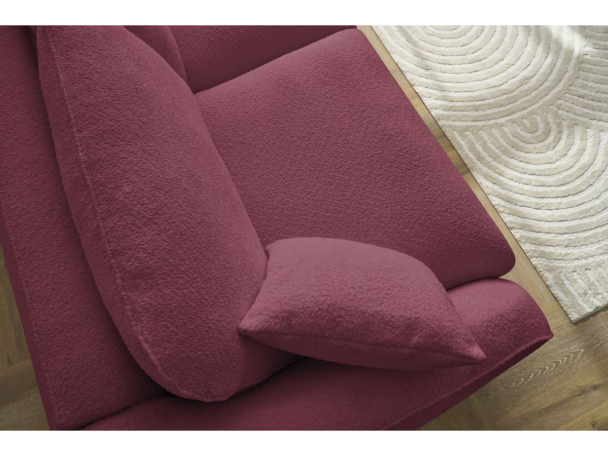Bobochic Cezanne Schlafsofa 3-Sitzer Bouclé-Stoff Rot, Liegefläche 160 × 194 cm