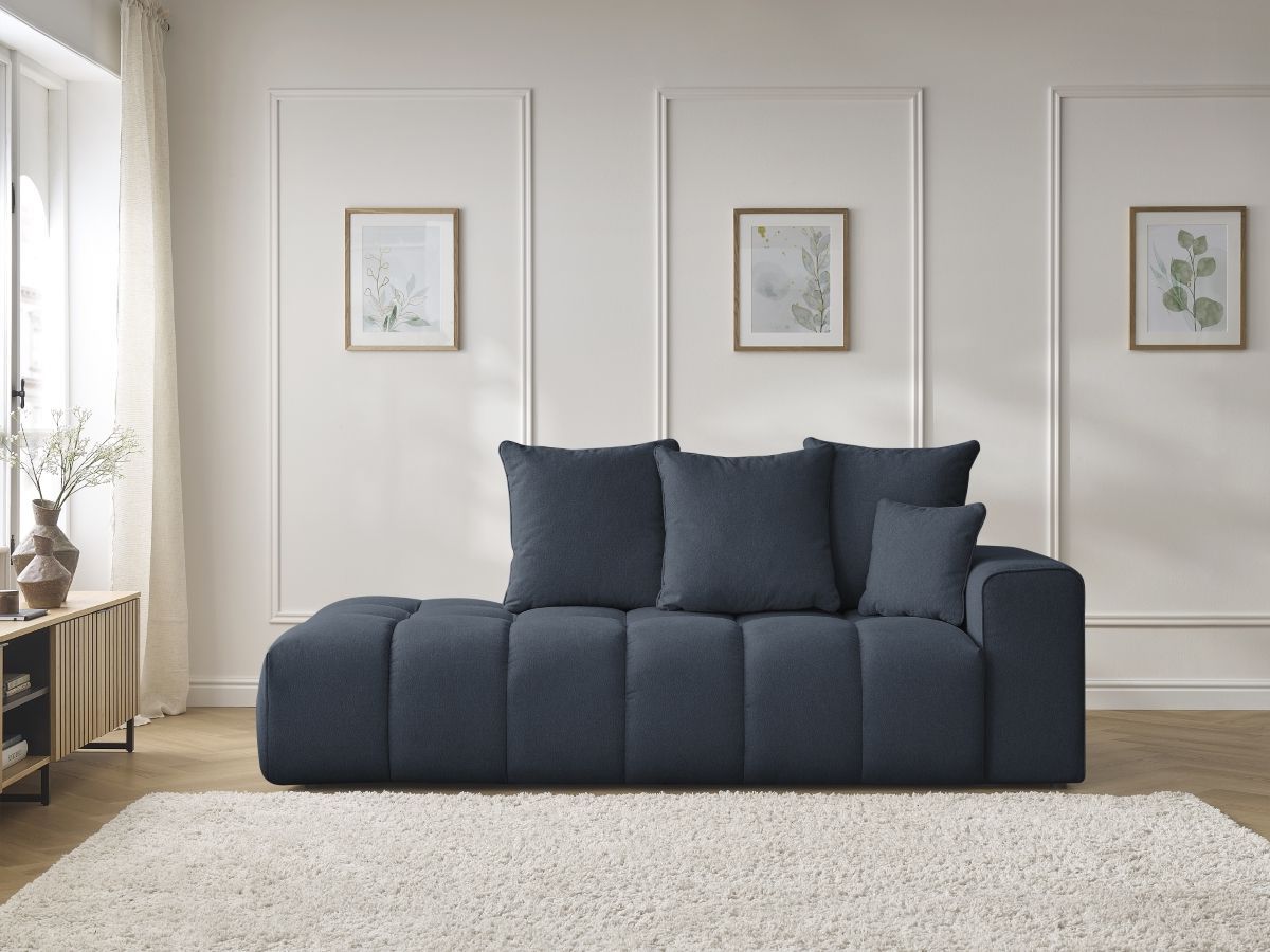Bobochic Mont-blanc Sofa 4-Sitzer Melange-Stoff Dunkelblau Armlehne rechts