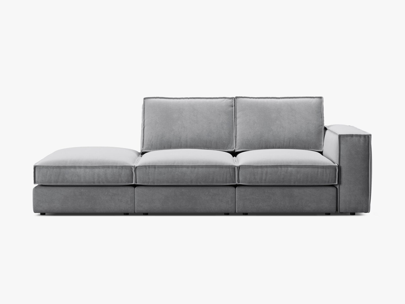 Micadoni modulares offenes Sofa Pola 3-Sitzer Links Samt Salvador Grau