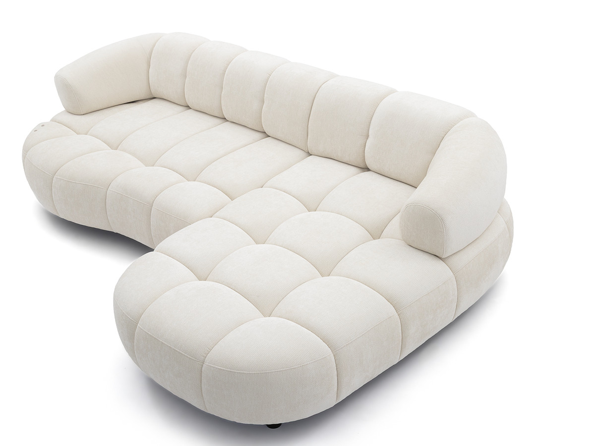 Bobochic Lovely Ecksofa mit Schlaffunktion Stoff Beige Ecke rechts