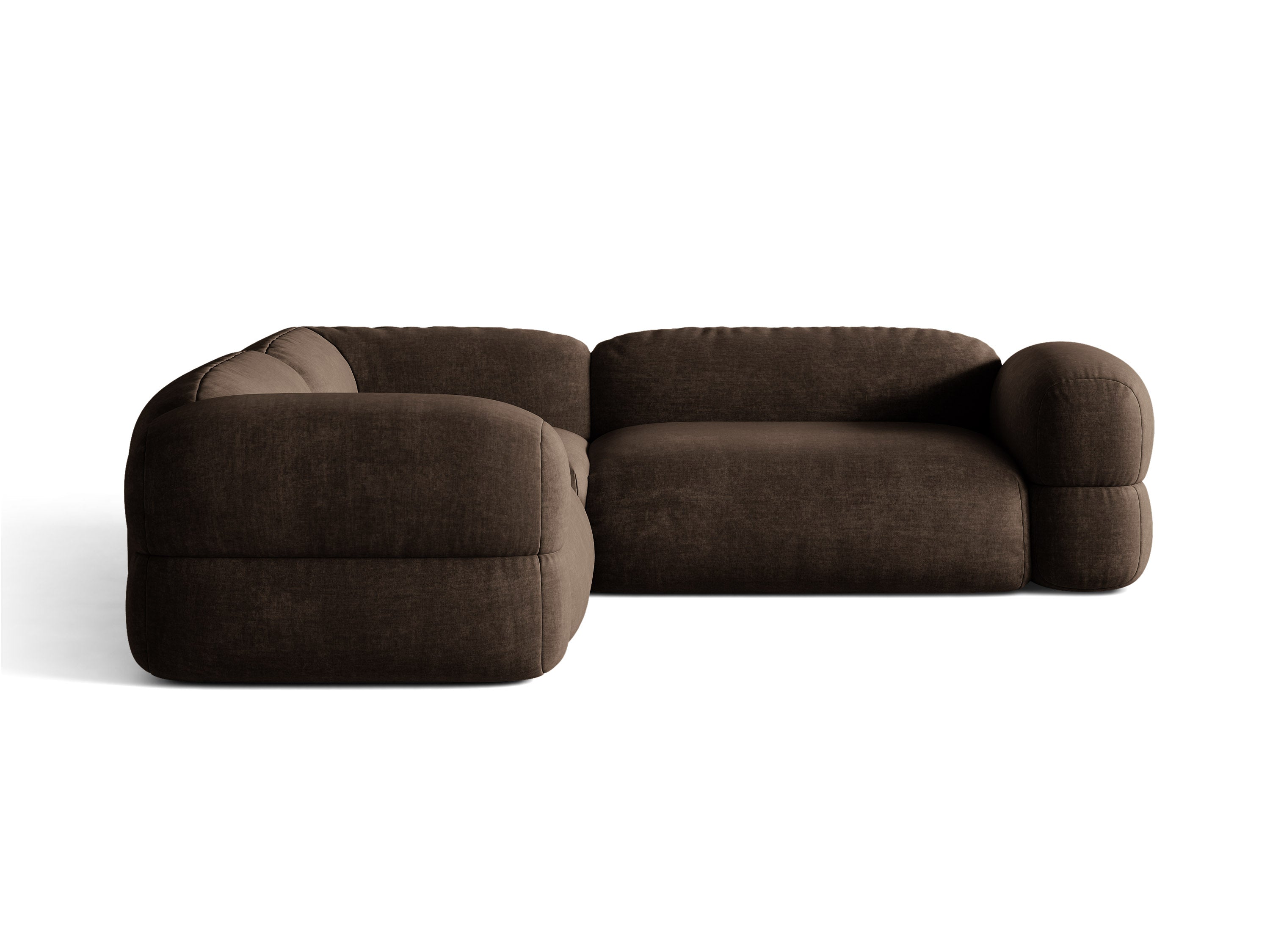 Micadoni Symmetrisches Ecksofa Luno 5-Sitzer Samt Vogue Schokolade