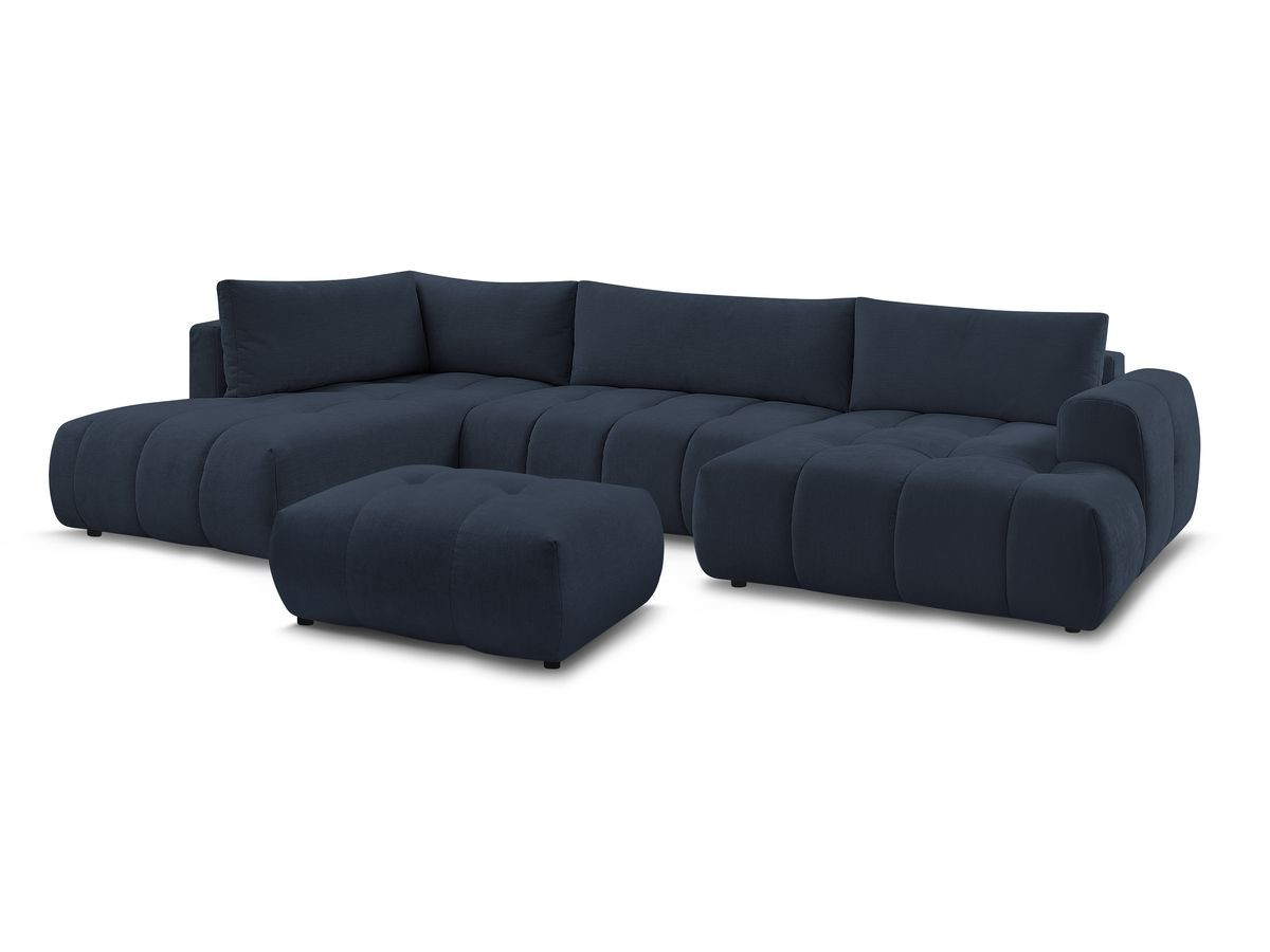 Bobochic Fuji Wohnlandschaft mit Pouf Stoff Dunkelblau Ecke rechts