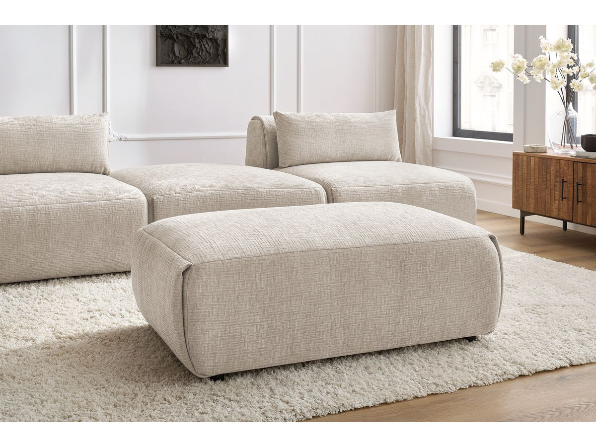 Bobochic Jeanne Sofa 4-Sitzer mit Pouf Strukturstoff Beige