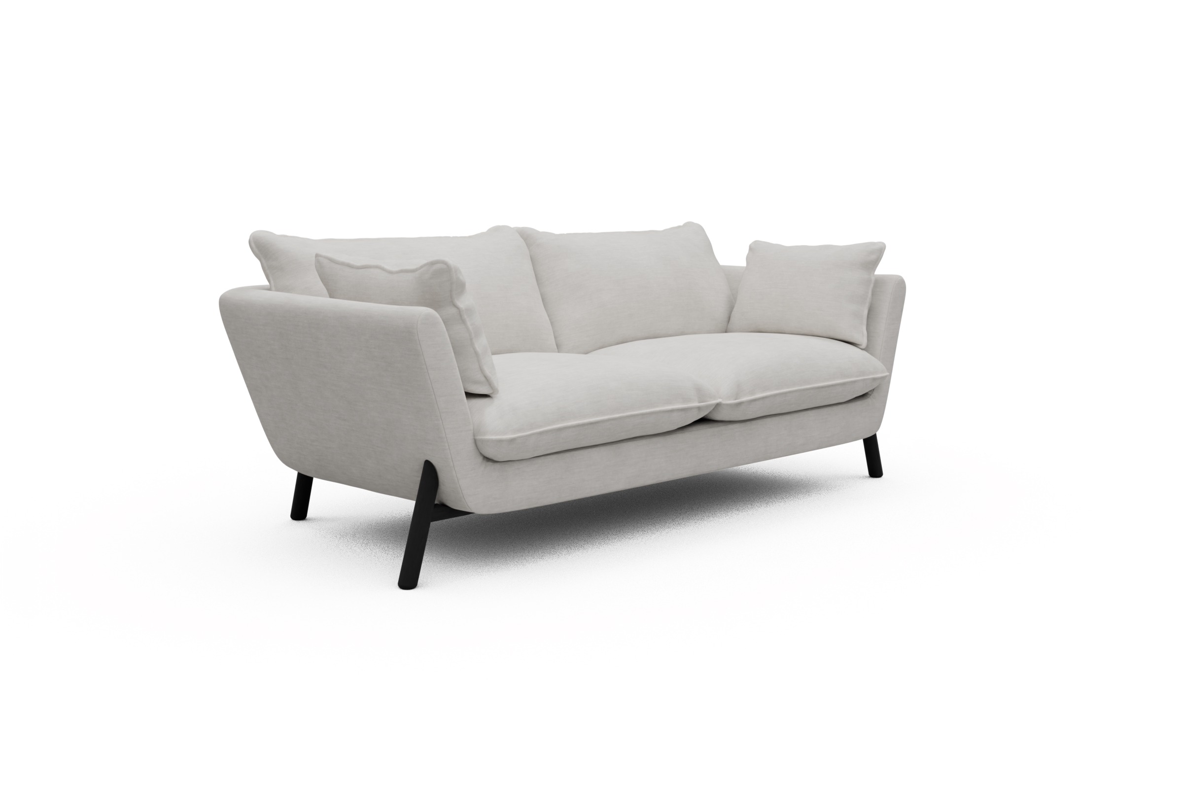 Sofa Emil PREMIUM 2-Sitzer Beinfarbe Eiche Schwarz Vivus-Dusty-Off-White