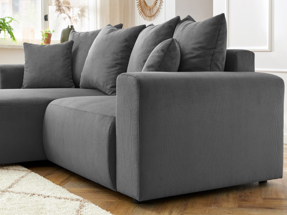 Bobochic Enjoy Ecksofa Cordsamt Dunkelgrau Ecke links