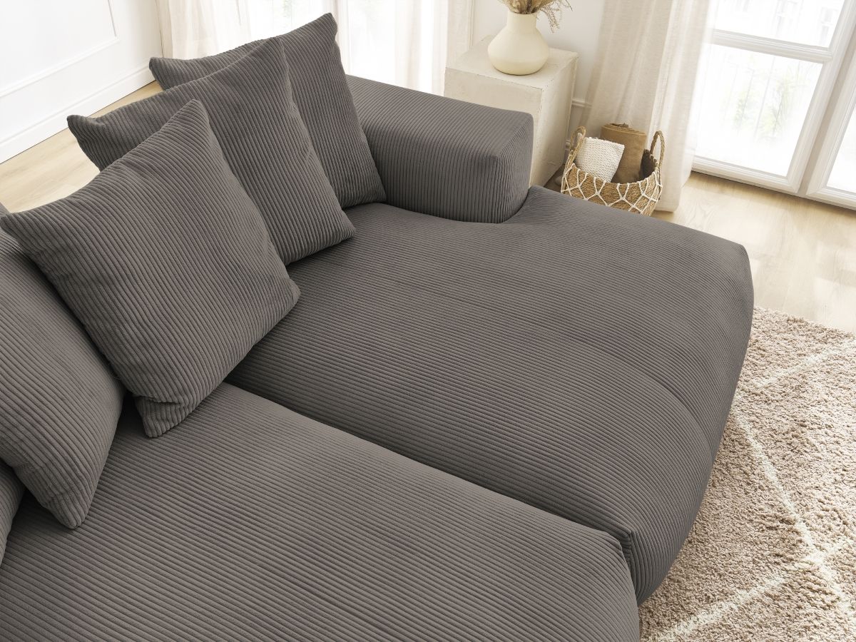 Bobochic Voltaire Sofa 4-Sitzer 248 × 170 cm Cordsamt Taupe