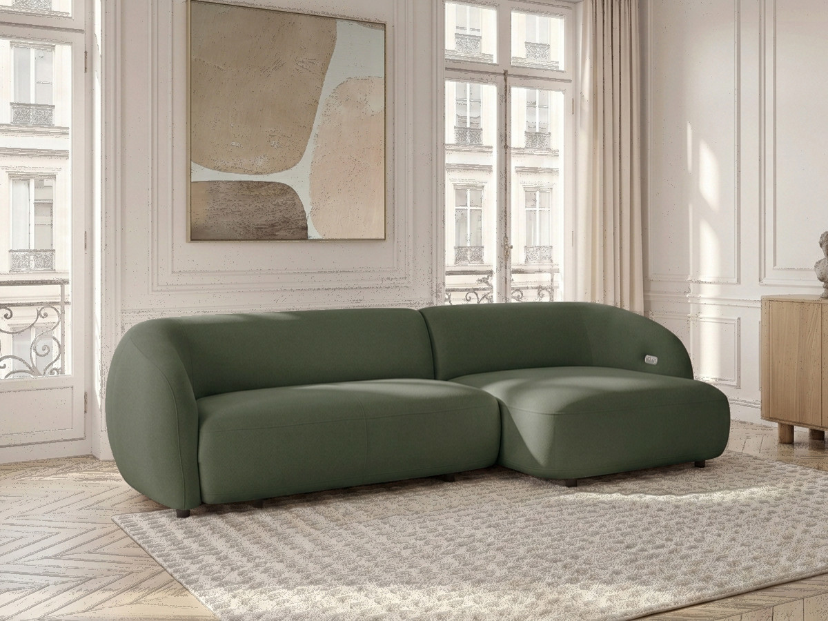 Bobochic Halo Ecksofa mit Schlaffunktion Stoff Grün Ecke rechts