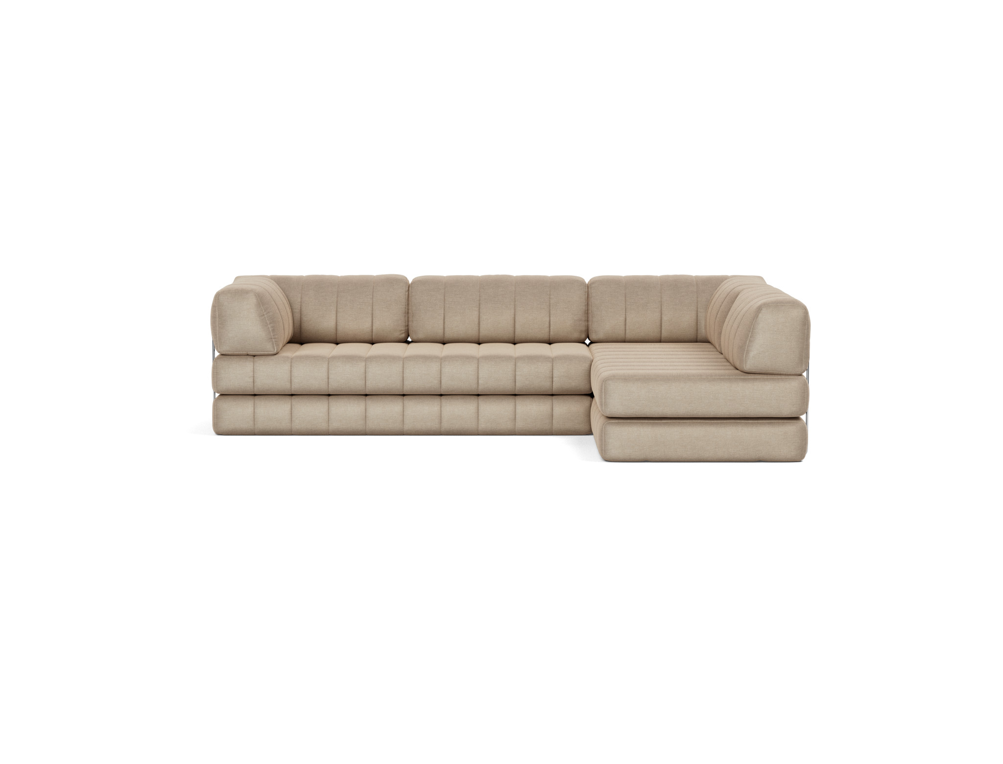 Eck-Schlafsofa CozyPad L-Form mit Armlehne Flachgewebe Phobos 587-Mocha