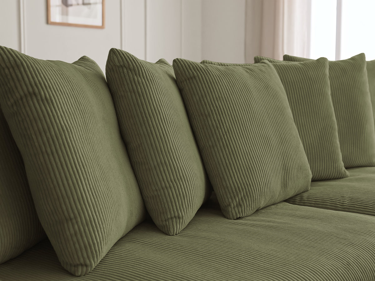 Bobochic Enore Ecksofa mit Pouf Cordsamt Hellgrün Ecke rechts