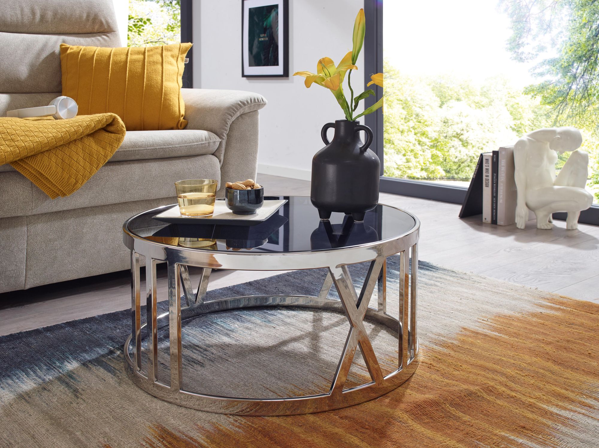 Couchtisch Vidimyri Glas Silber Ø 60 cm