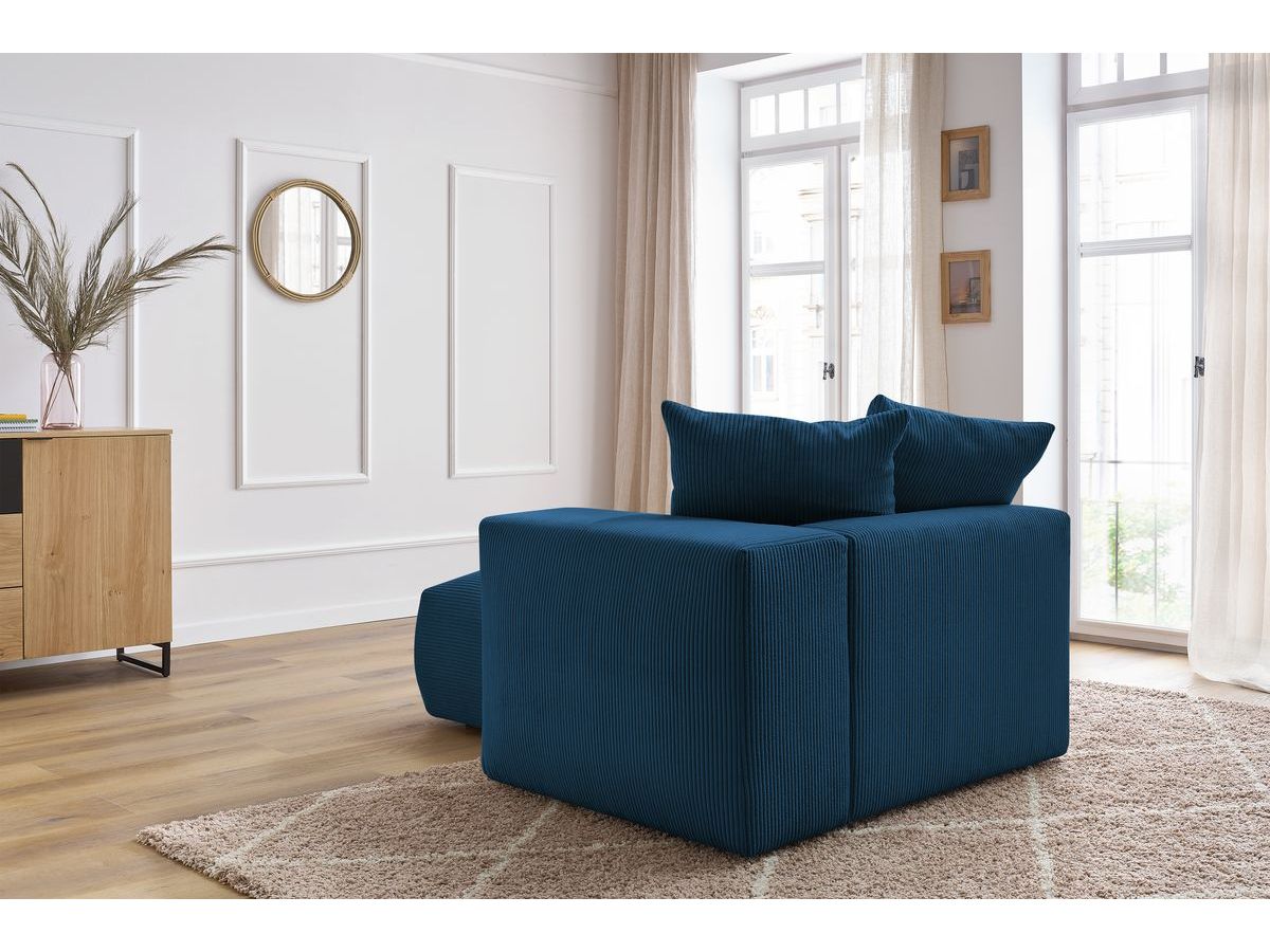 Bobochic Voltaire Méridienne-Modul Cordsamt Dunkelblau Ecke rechts