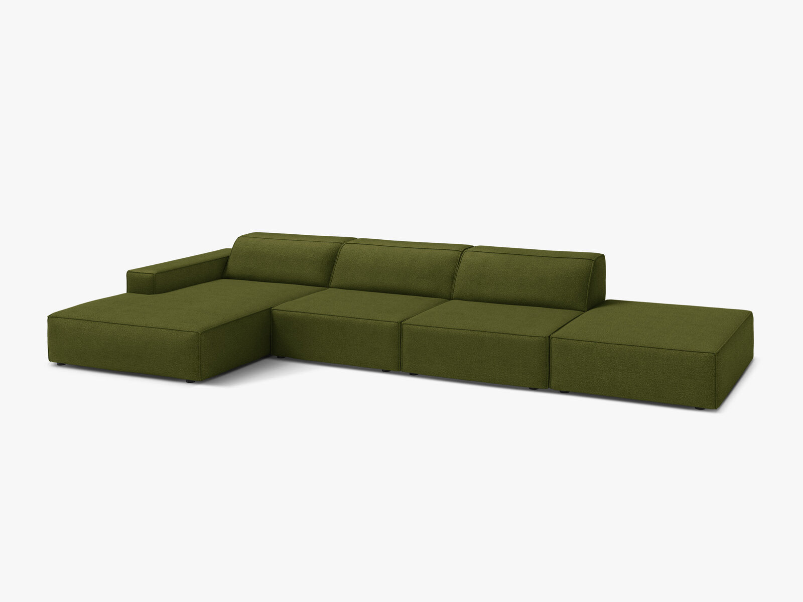 Micadoni Ecksofa Jodie 5-Sitzer Links Boucle Baloo Dunkel-Olivgrün
