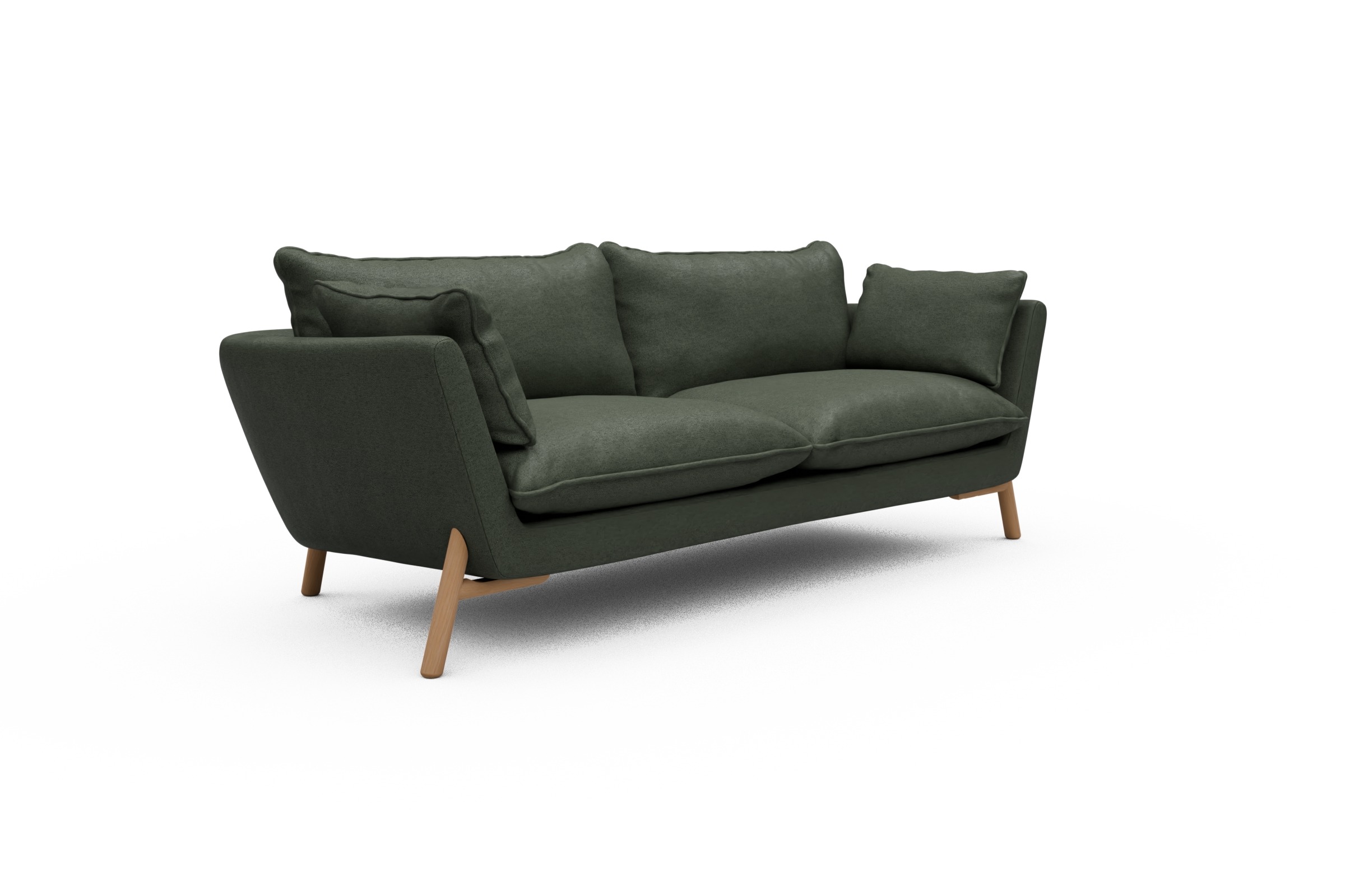Sofa Emil PREMIUM 3-Sitzer Beinfarbe Eiche Natur Denari-Forest-Green