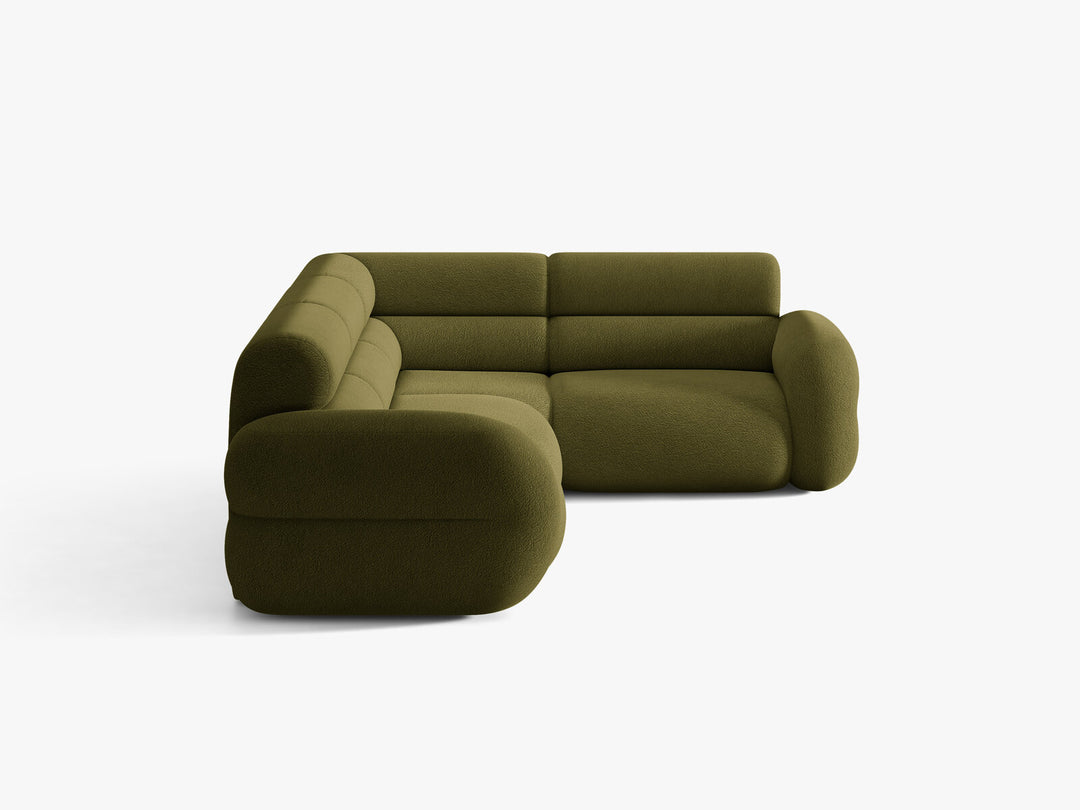Micadoni Neo Ecksofa 295 cm Links Boucle Baloo Dunkles Olivgrün
