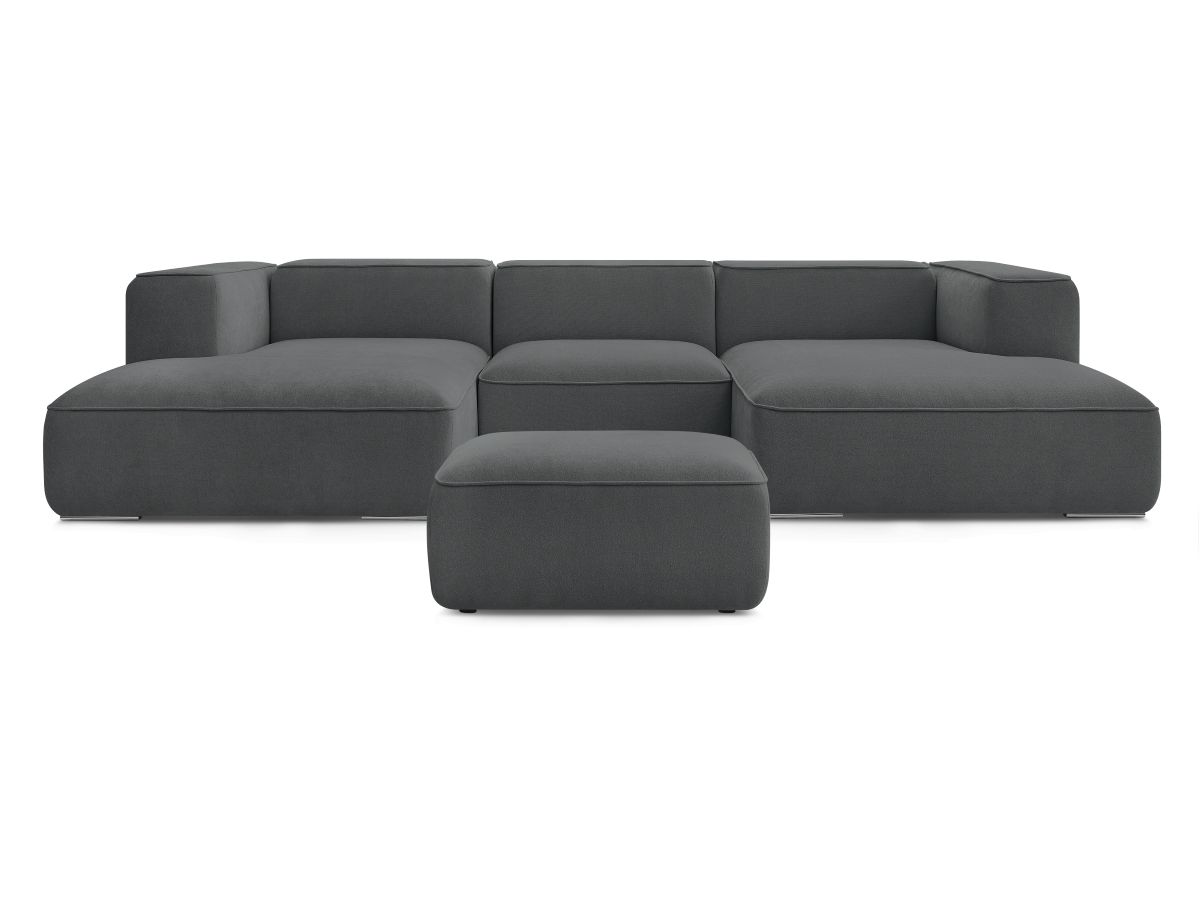 Bobochic Zephyr Wohnlandschaft mit Pouf Strukturstoff Dunkelgrau