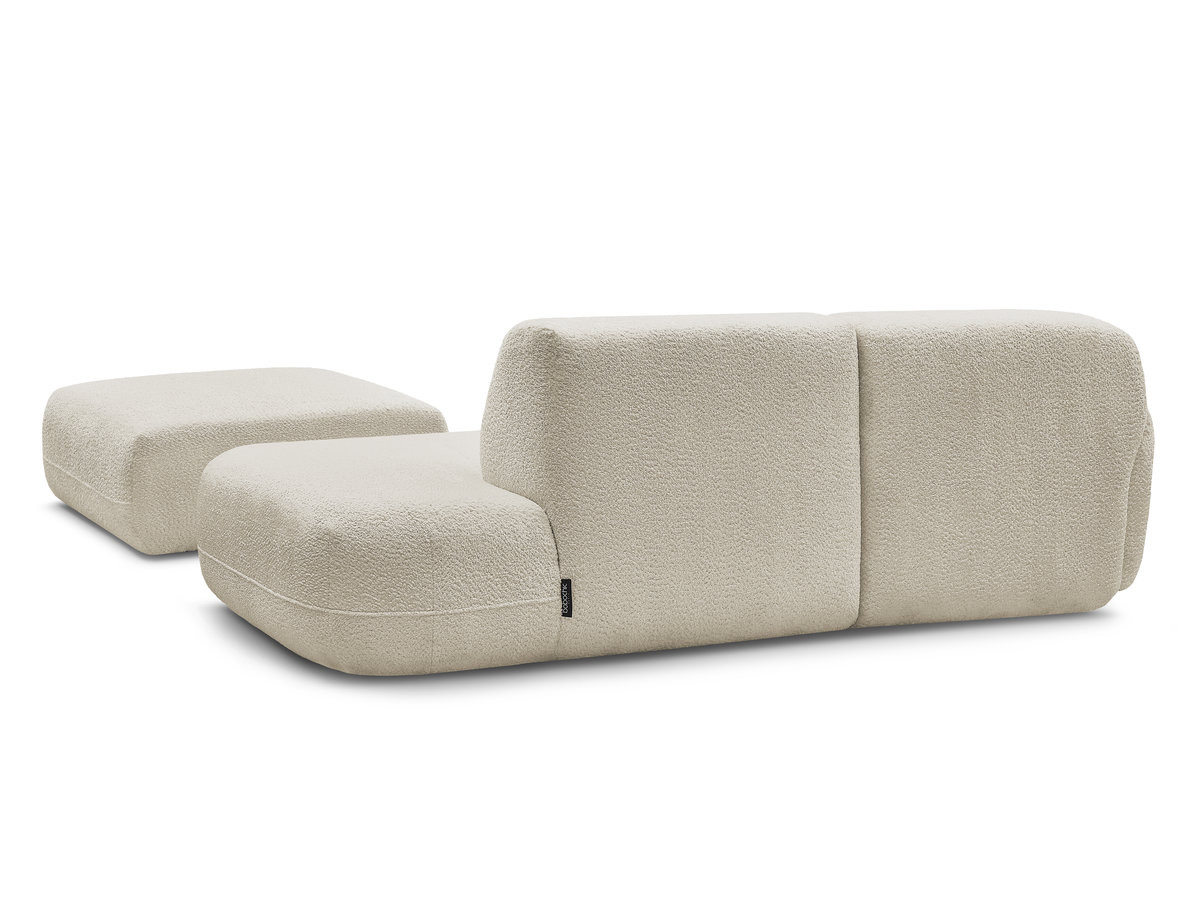 Bobochic Anda Ecksofa mit Pouf 241 × 163 cm Chenille Beige Ecke links