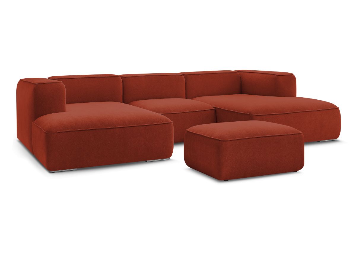 Bobochic Zephyr Wohnlandschaft mit Pouf Strukturstoff Orange