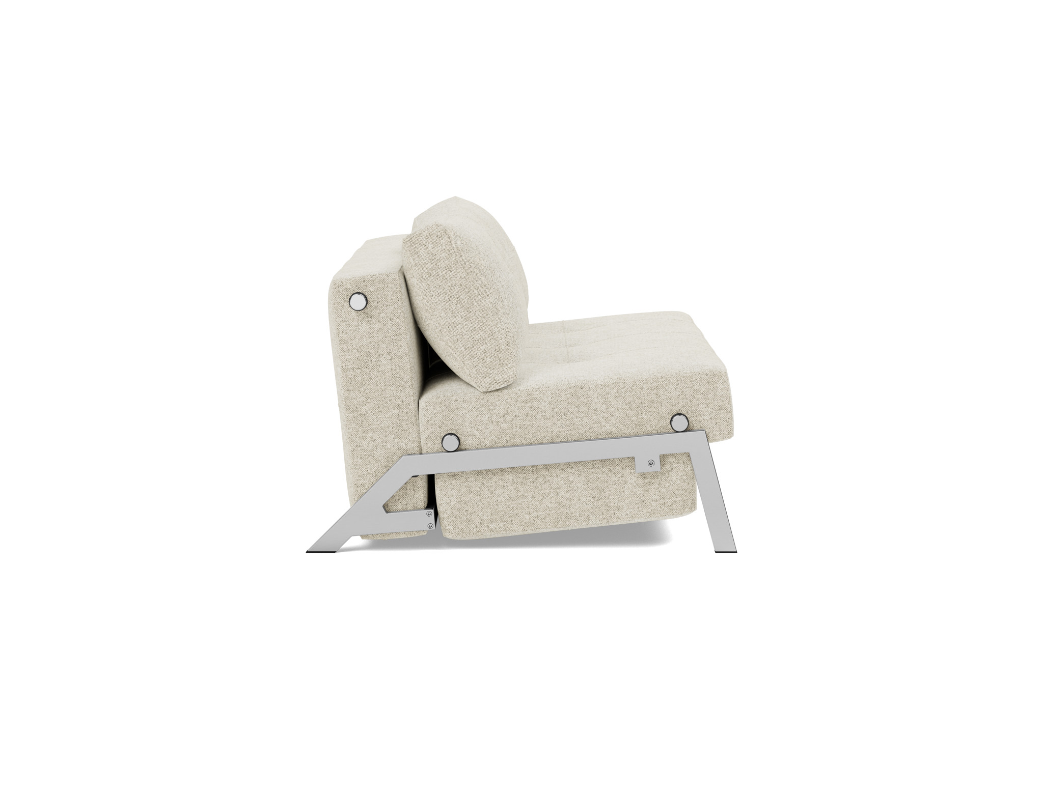 Schlafsofa Cubed 140 Strukturierter Stoff Taura 357-Off-White Beine Chrom