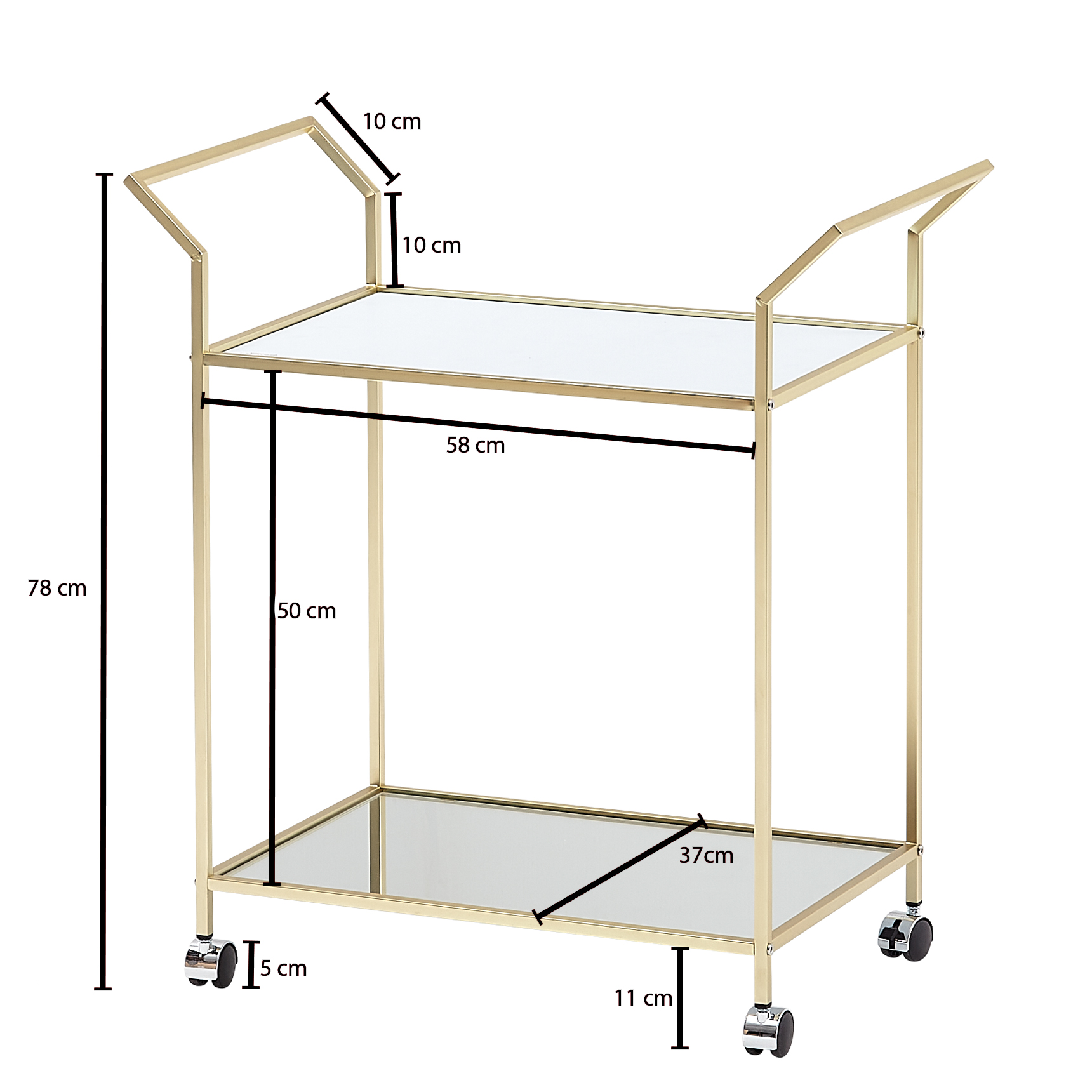 Servierwagen Jokuldalur Metall Gold 73 × 37 × 78 cm