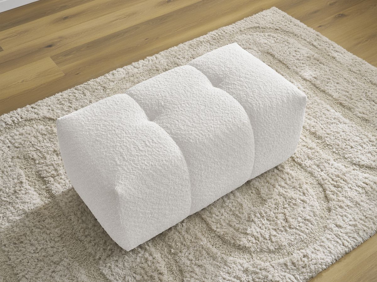 Bobochic Roxelane Pouf Bouclé-Stoff Weiß