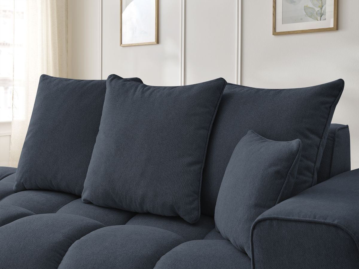 Bobochic Mont-blanc Sofa 4-Sitzer Melange-Stoff Dunkelblau Armlehne rechts