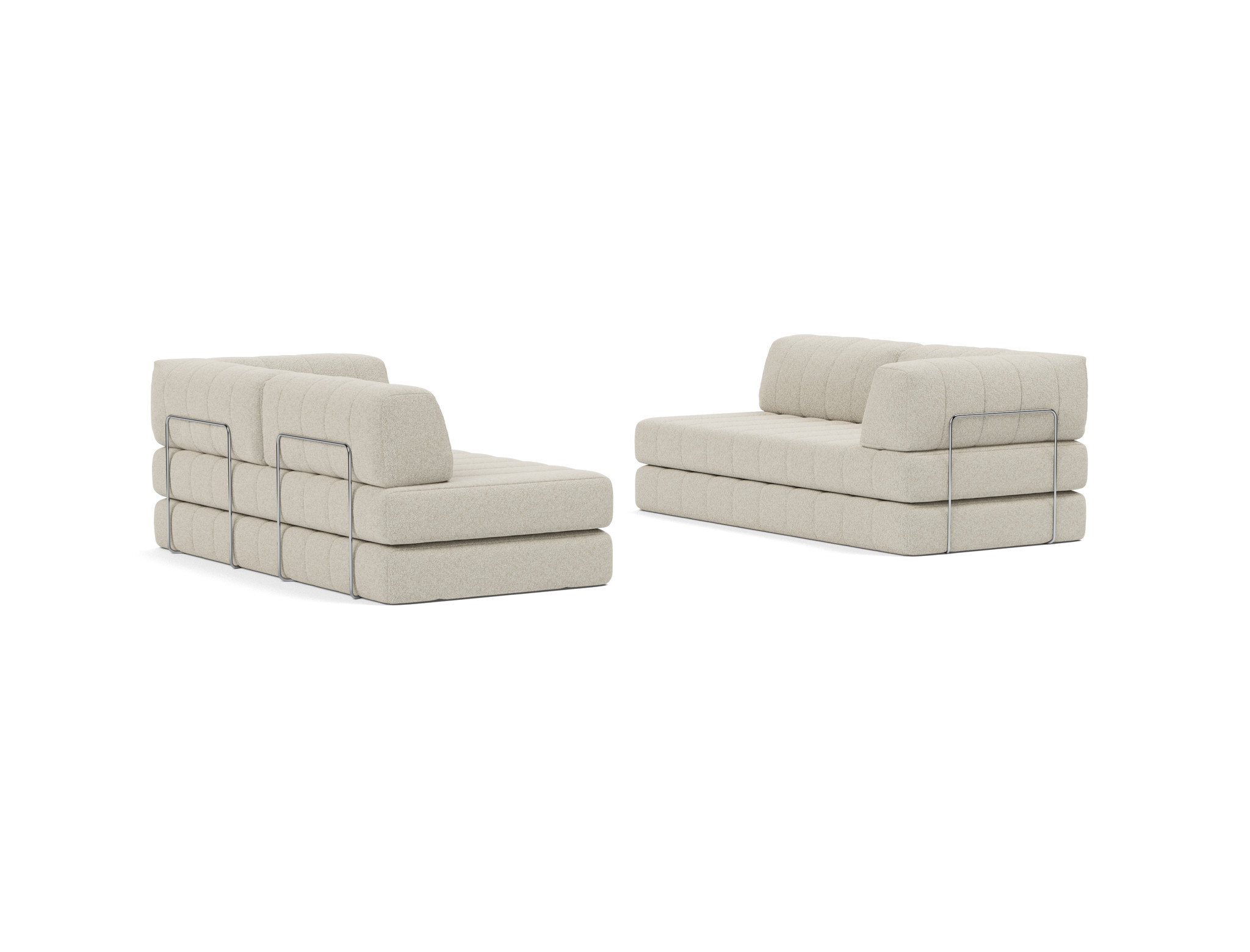 Eck-Schlafsofa CozyPad L-Form mit Armlehne Boucle Skandi 539-Beige