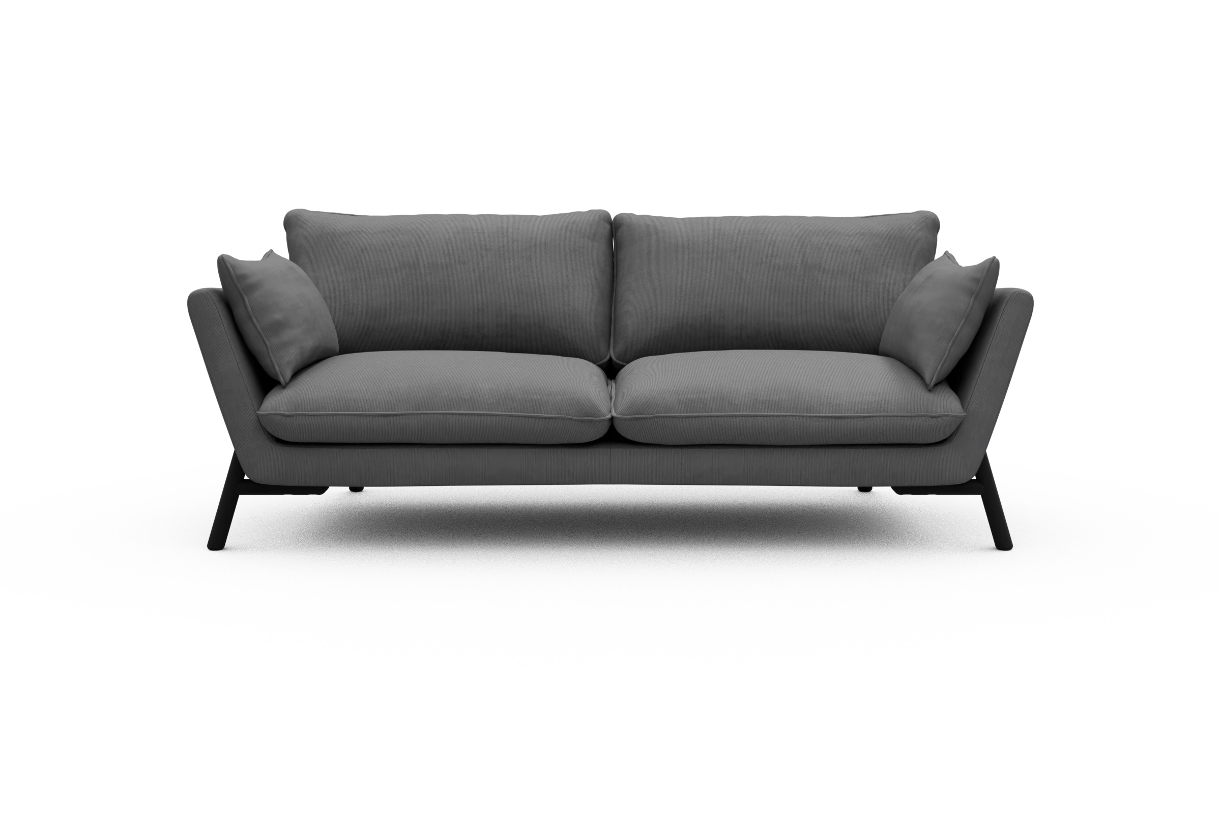 Skandi Home Sofa Emil 3-Sitzer Beinfarbe Eiche Schwarz Cordufine-Grey moebelfaktor
