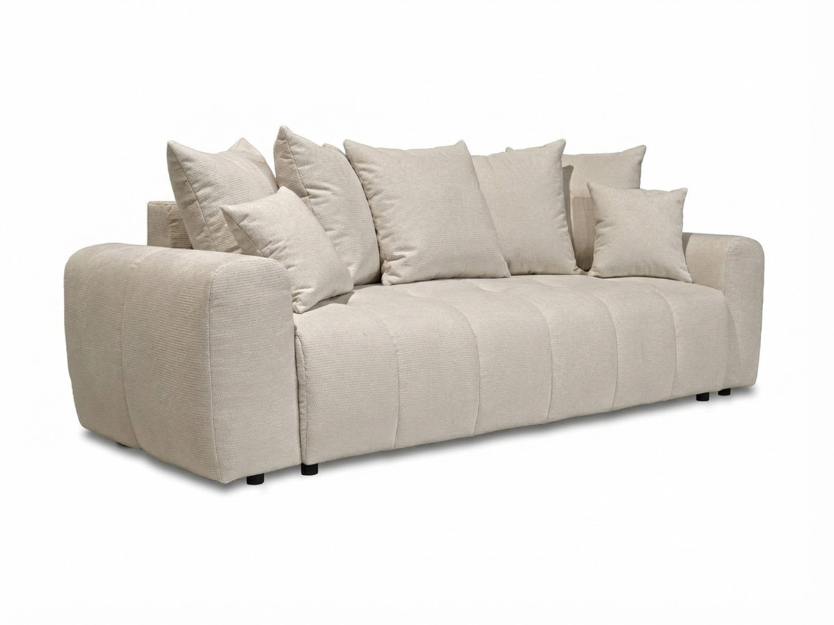 Bobochic Roxelane Schlafsofa 3-Sitzer mit Bettkasten Melange-Stoff Beige